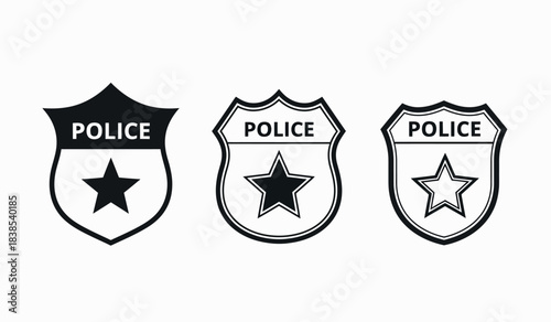 Set of three hand drawn police badges vector