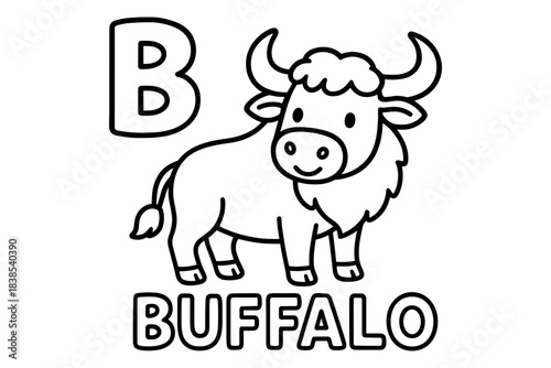 Adorable buffalo alphabet coloring page for kids learning fun