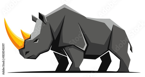 Geometric Rhino Mascot Illustration