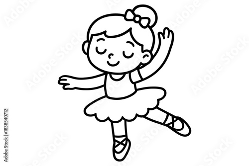 Cute cartoon ballerina outline for kids' dance or art projects