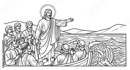 Jesus Teaching from the Boat on the Sea