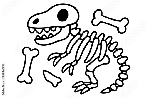 Dinosaur skeleton puzzle for kids: fun and educational outline design