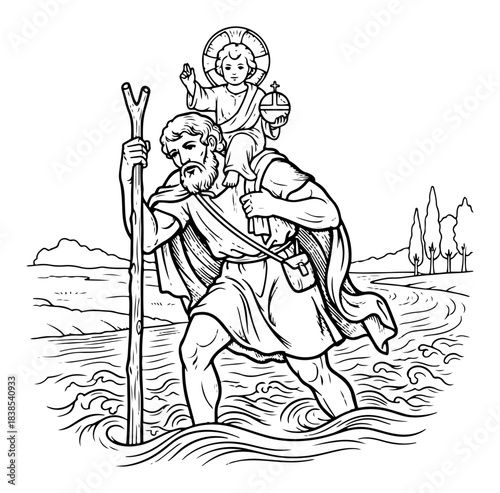Foto Saint Christopher Carrying the Christ Child