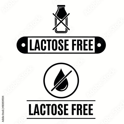 Lactose free product labels and dietary restriction signs