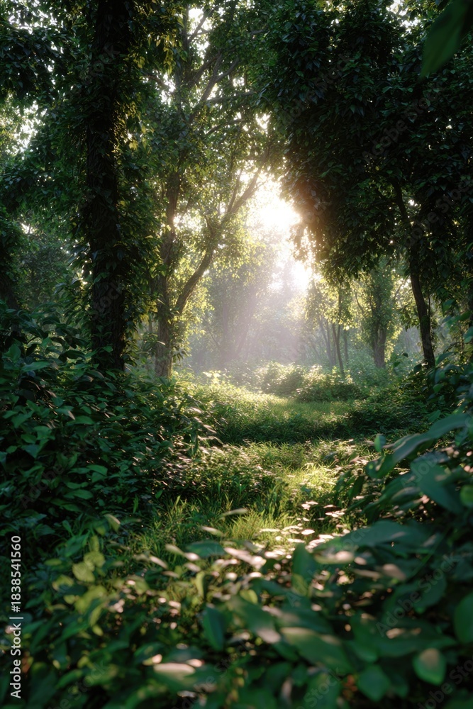 Obraz premium Nature Path in Sunlit Clearing