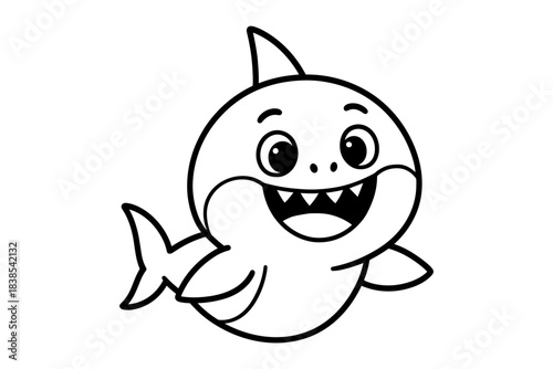 Adorable cartoon shark outline for coloring and children's projects