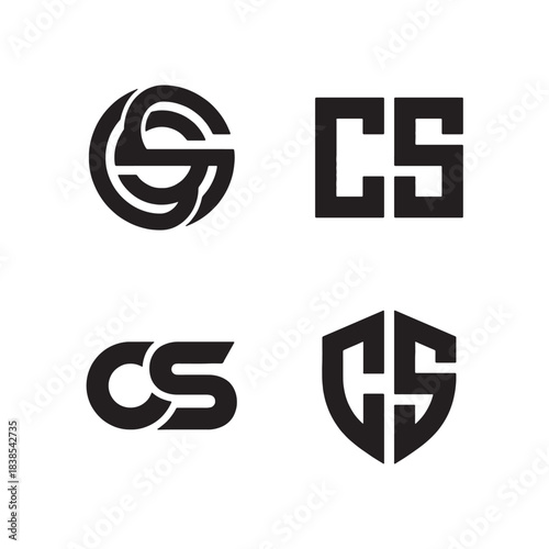 Modern abstract vector CS logo designs for corporate branding identity, featuring versatile minimalist monogram options ideal for professional business applications.