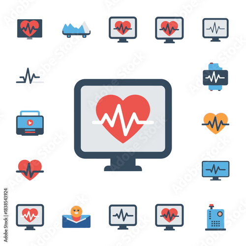 Medical Monitor Displaying Heart Rate Electrocardiogram.