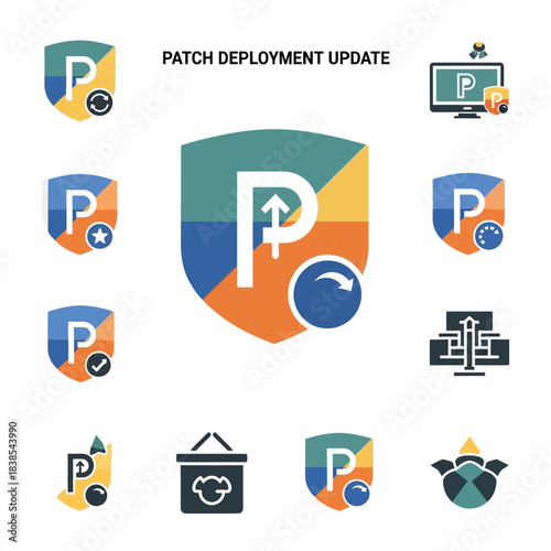 Patch Deployment Update Icons Set for Software Security.