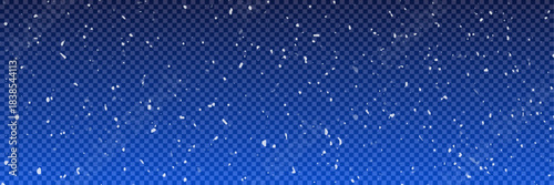 Starry night sky backgroun glowing stars on transparent backdrop for cosmic designs, astronomy theme, night scene, banner, graphic project, website. Snow wallpaper vector