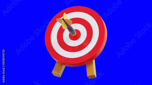 Animated 3D Target Achievement Icon. Business Success, Goal Completion and Marketing Strategy Loop Video