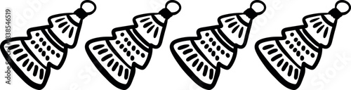 Christmas Ornament Line Art Sketch, Minimal Hand Drawn Holiday Decoration, New Year Bauble Illustration	
