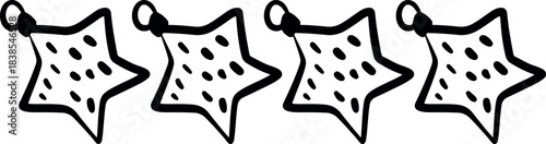 Christmas Ornament Line Art Sketch, Minimal Hand Drawn Holiday Decoration, New Year Bauble Illustration	
