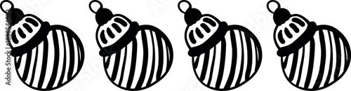 Christmas Ornament Line Art Sketch, Minimal Hand Drawn Holiday Decoration, New Year Bauble Illustration	
