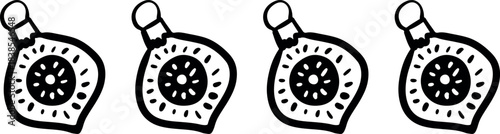 Christmas Ornament Line Art Sketch, Minimal Hand Drawn Holiday Decoration, New Year Bauble Illustration	
