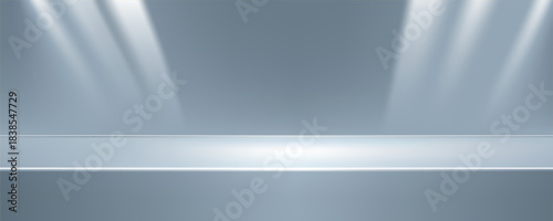Empty Gray studio background. Abstract gradient Gray. wall room with lights. Space for selling products on the website. Background vector 3d. Vector illustration.