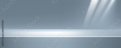 Empty Gray studio background. Abstract gradient Gray. wall room with lights. Space for selling products on the website. Background vector 3d. Vector illustration.