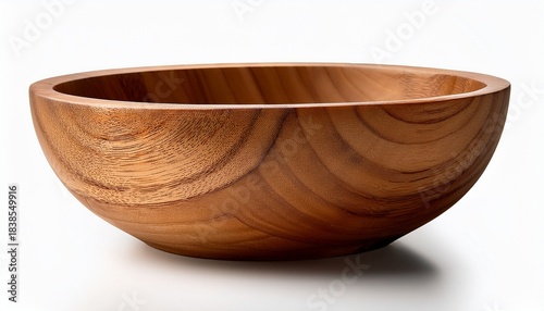 wooden bowl on white background