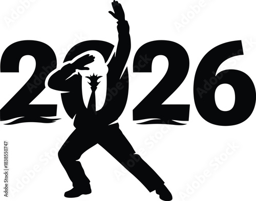 2026 dabbing businessman silhouette isolated on
