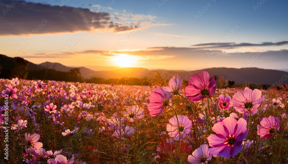 Fototapeta premium Cosmos Flower At Sunset