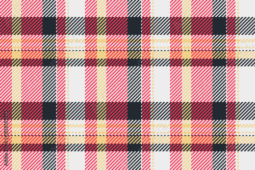 Vibrant woven plaid pattern with red,black  yellow stripes. Texture for fabrics, apparel, backgrounds. Perfect for traditional or modern designs.
