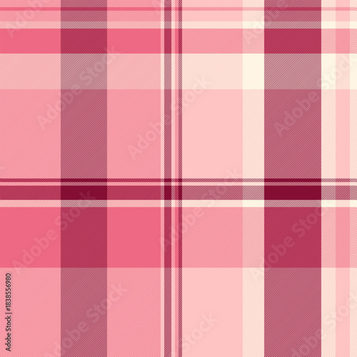 Quilt texture pattern seamless, pajamas check tartan background. Iconic plaid textile vector fabric in red and light colors.