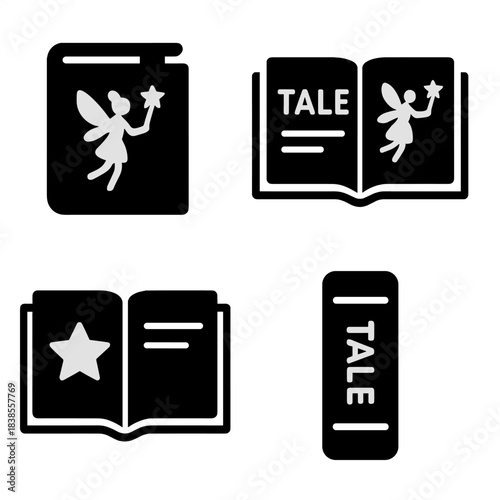 Fairy tale and magic wand icons for children's story books