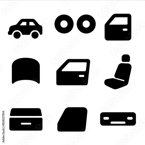 Silhouette of car parts on gradient background for automotive design concepts