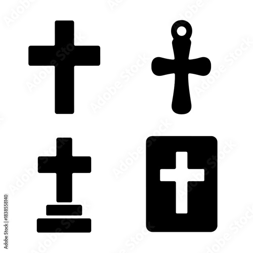 Minimalist religious cross silhouettes on gradient gray background