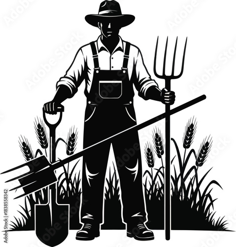 Farmer Holding Tools Vector