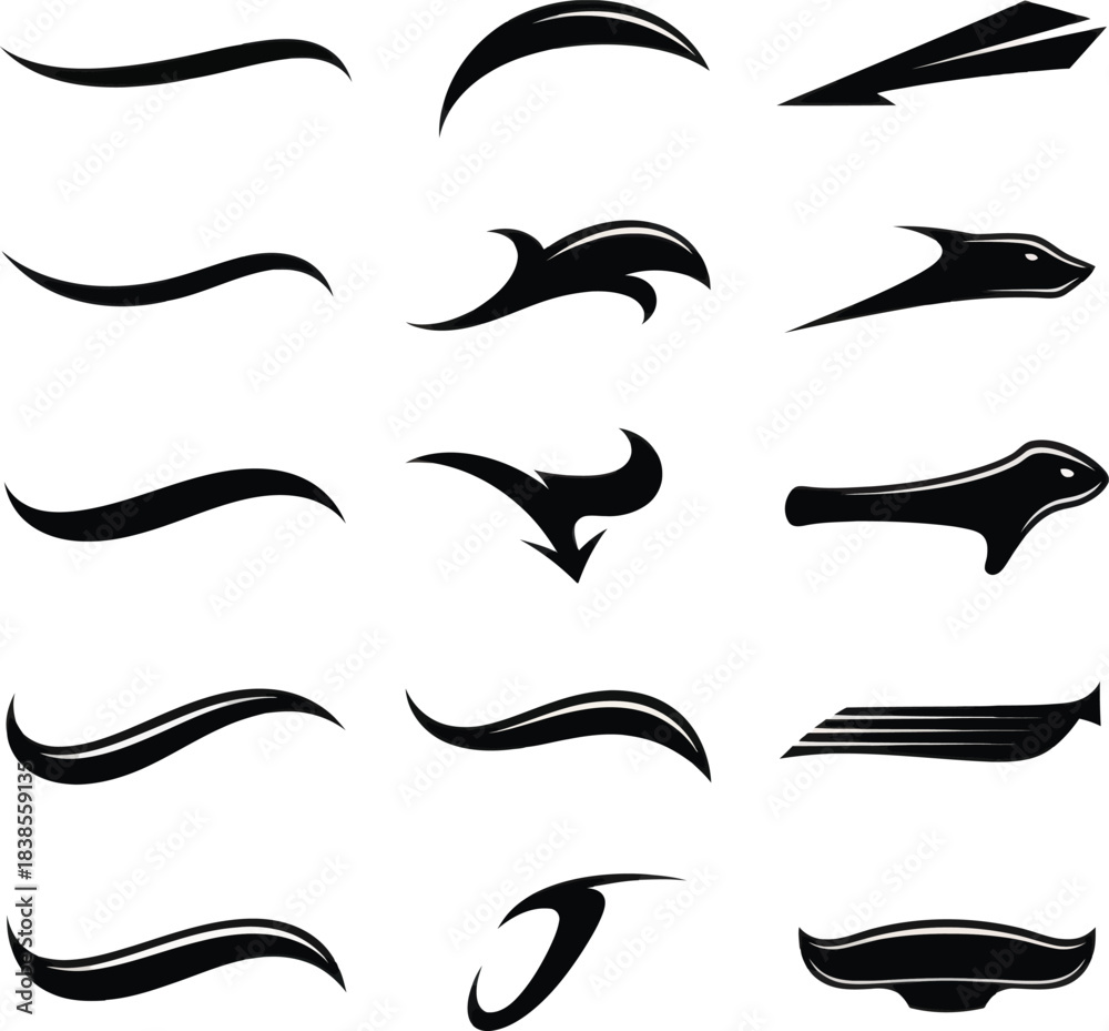 Obraz premium Tribal Curve Elements Collection Vector