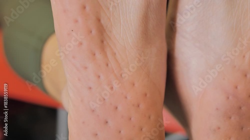 close-up of a man's feet with prints from a Sadhu board