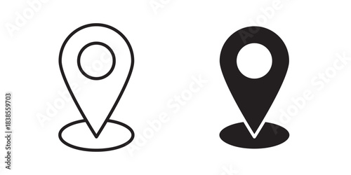 GPS Icon. Pin map icon vector for web, computer and mobile app. Vector illustration with stroke and fill on a white background.