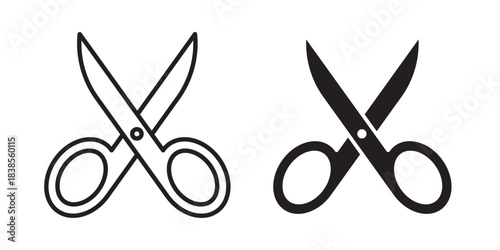 Scissors Icon. Vector illustration with stroke and fill on a white background.