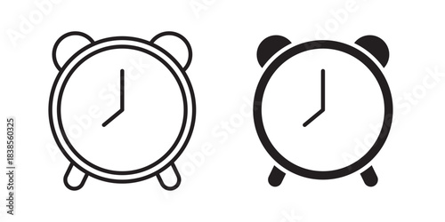 Alarm Icon. Line and glyph alarm clock. Time symbol. Vector illustration with stroke and fill on a white background.