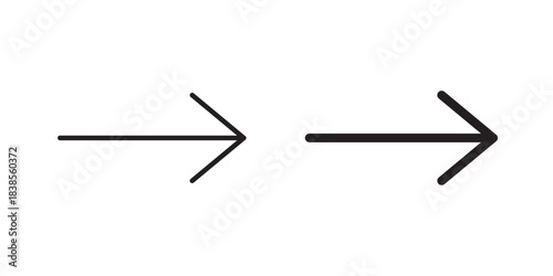 Arrow Right Icon. Simple right turn arrow symbol. Bold right turn arrow design. Minimalist right turn arrow graphic. Vector illustration with stroke and fill on a white background.