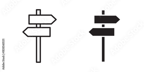Direction Icon. Vector illustration with stroke and fill on a white background.