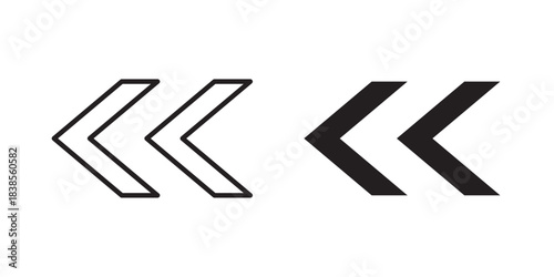 Double Arrow Left Icon. Vector illustration with stroke and fill on a white background.