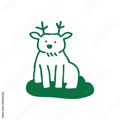 Simple Line Art of a Cartoon Reindeer