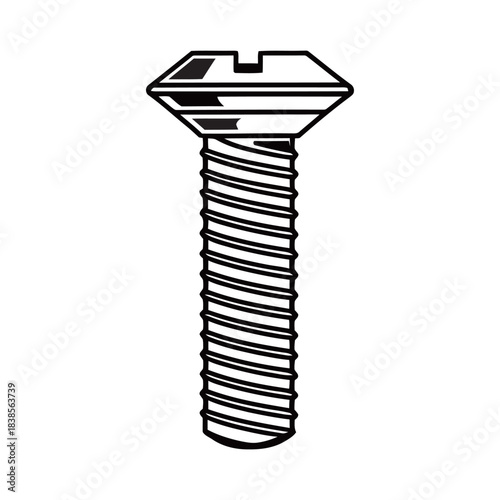 A versatile set of hex bolt illustrations, featuring both a modern flat gray vector design and a detailed vintage black and white sketch, symbolizing industrial engineering, mechanical connection, and