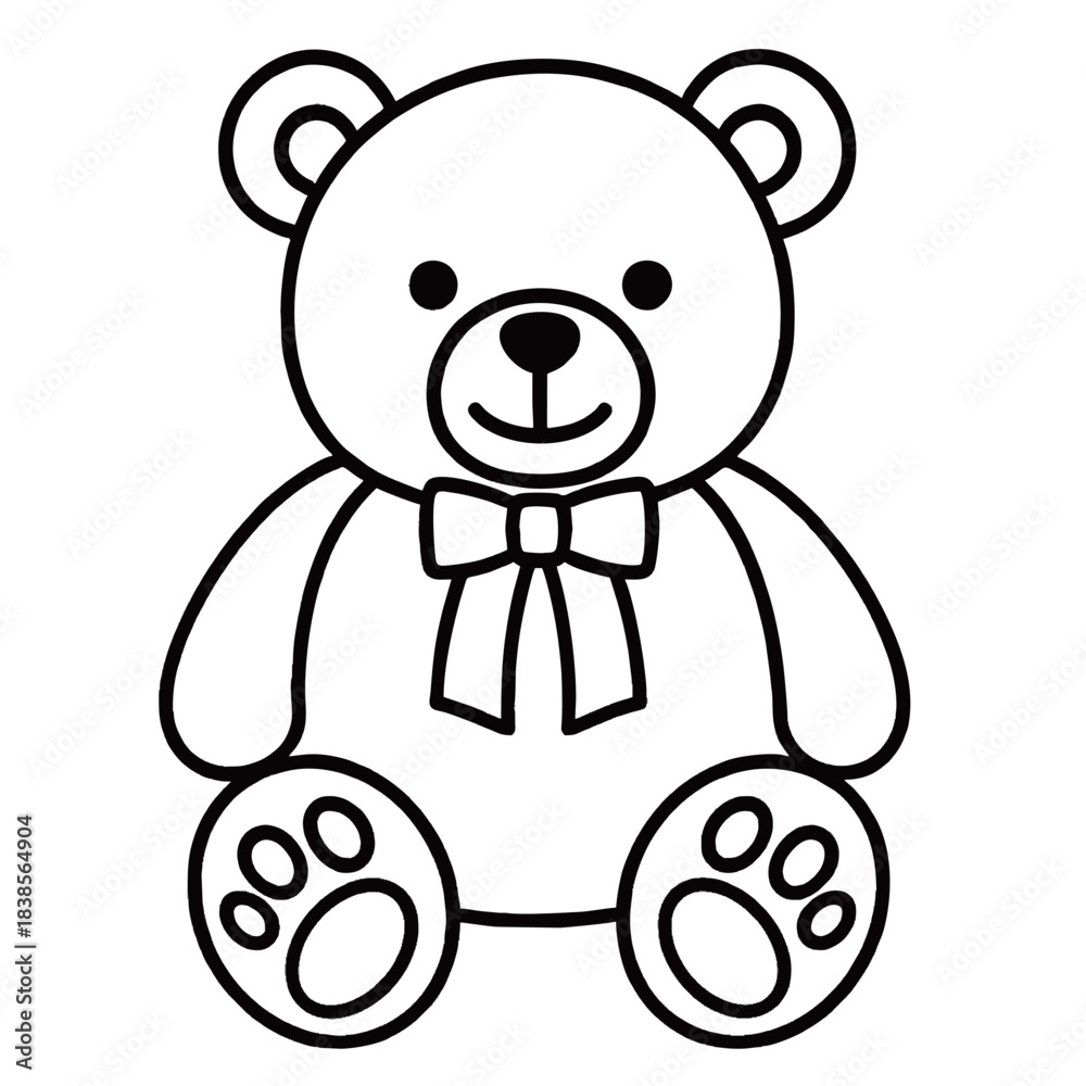 Fototapeta premium teddy bear illustrations in black and white styles, ranging from simple silhouette to detailed sketch and cute kawaii outline, symbolizing childhood, comfort, and toys.