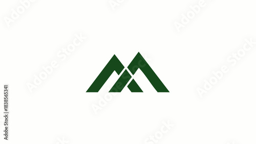 Abstract geometric mountain peaks logo design on a clean white background, representing nature and adventure.