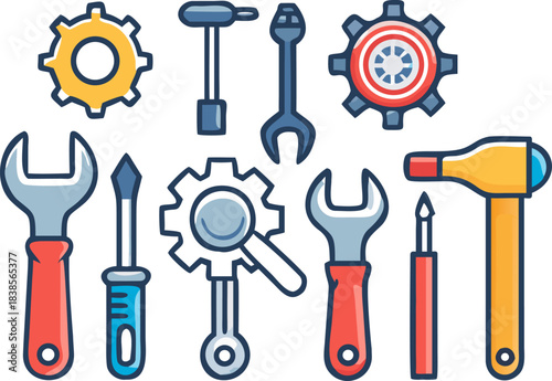 Professional Tool Implementation Icon Set Vector Collection
