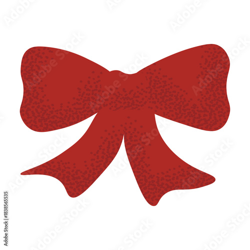 Red decorative bow with festive style. Classic holiday ornament for Christmas design