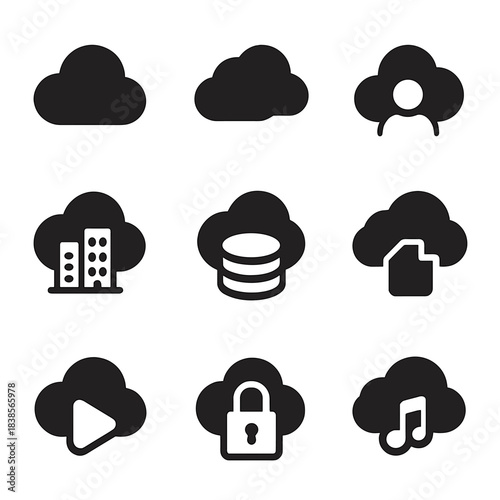 Cloud icons set for technology and data applications