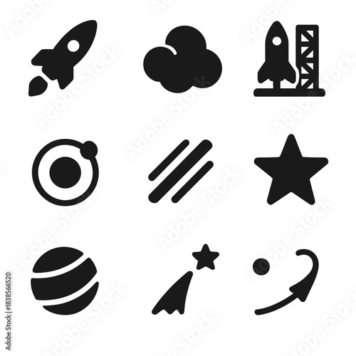 Minimalist space icons collection for modern design projects