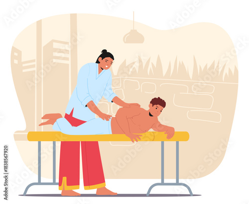 Skilled master expertly delivering chiropractic therapy for spinal adjustment and holistic healing