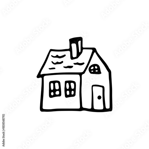 Cozy Winter Christmas House Doodle