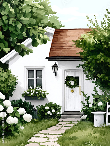 Greenery watercolor leaves branches flowers bouquet decor template bush olive laurel bridal clip art illustration beauty isolated set elements card pattern pot gardening home herbs