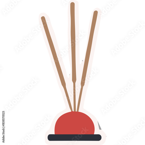 A Minimalist Illustration of Three Incense Sticks in a Red Holder on a Black Background Representing Aromatherapy and Relaxation
